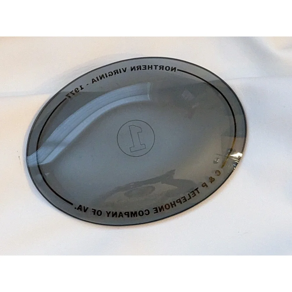 1977 C & P Bell Telephone NOVA Virginia Company Smoked Glass Plate Tray 9 x 6